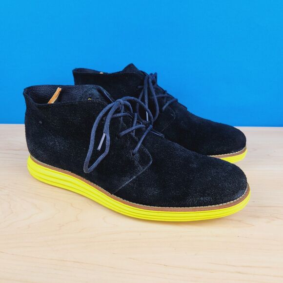 Cole Haan Lunargrand Mens Size 11 Boots Black‎ Suede Yellow Chukka Boots C11185 main image 10